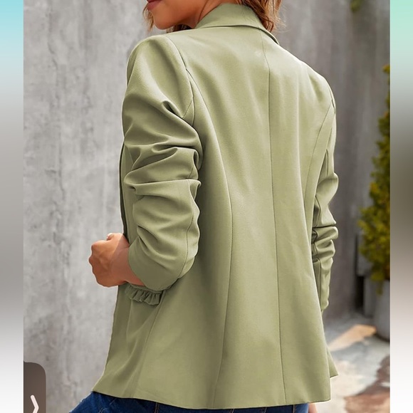 Women’s Casual Blazer Jacket Open Front with Button, Long Sleeve Green Size XXL - Picture 7 of 9